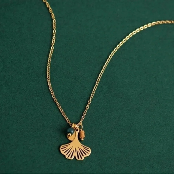 2 LEFT! Gold Leaf Necklace Charm Boho Minimalist - Picture 2 of 10